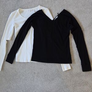 Helmut Lang Bundle Of Black and White Ribbed Tops